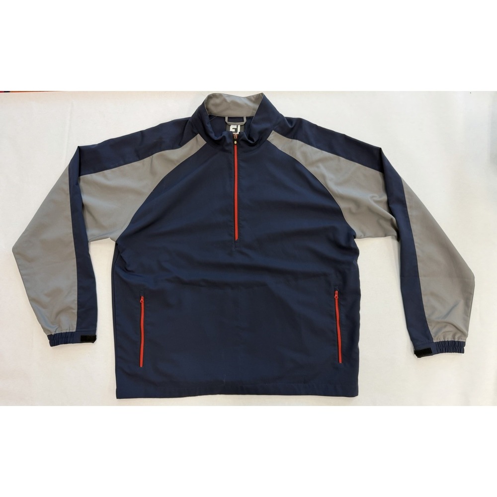 FootJoy FJ Men's 2XL Golf Pullover Windbreaker Jacket Navy Gray Red 1/4 Zip